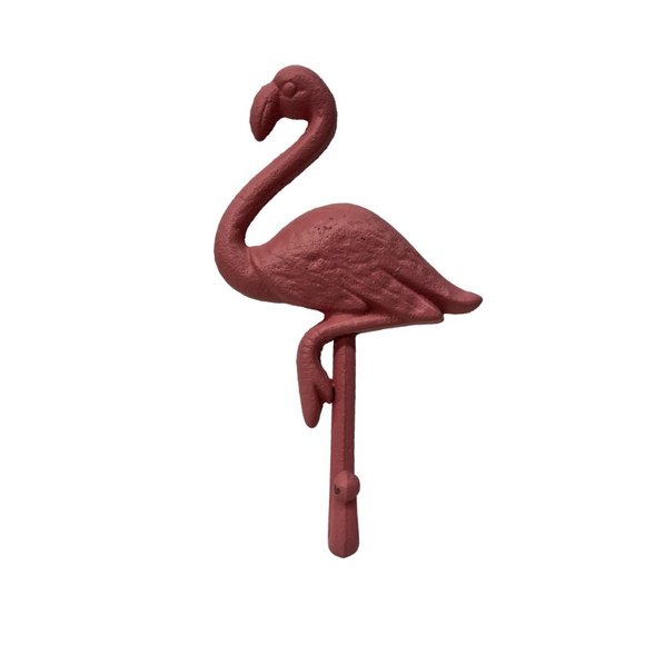 Pink Flamingo Heavy Duty Cast Iron Hook for Beach House Bathroom Garden Shed - Picture 4 of 10